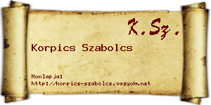 Korpics Szabolcs névjegykártya