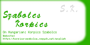 szabolcs korpics business card